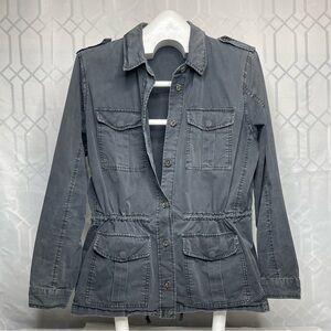 Buffalo David Bitton Military Field Jacket 100% Cotton Charcoal Grey Large